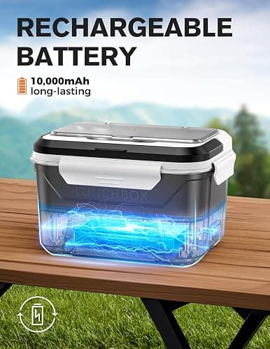 EAST OAK Cordless Electric Lunch Box for Adults, Heated Lunch Box Battery Powered with Automatic Heating, 5.5 Cups Portable Food Warmer with Removable Tray Divider thumbnail 2