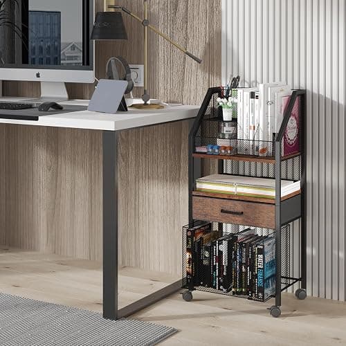 Homsorout Rolling File Cart with Wheels - Utility Storage Cart with Drawers for Office, Home, Classroom Organization, Rolling Cart for Books, Files, and Supplies thumbnail 9