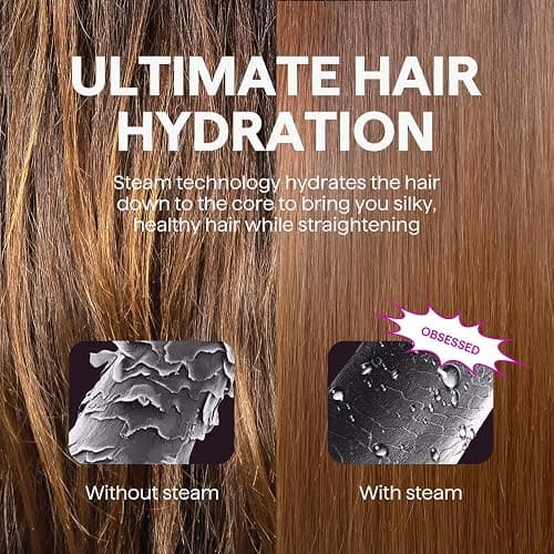 Wavytalk Pro Steam Hair Straightener Brush, Steamline Pro 3 in 1 Straightening Brush, Steam Reduces Damage, Nourishes Hair, and Expedites Straightening - Pink thumbnail 3