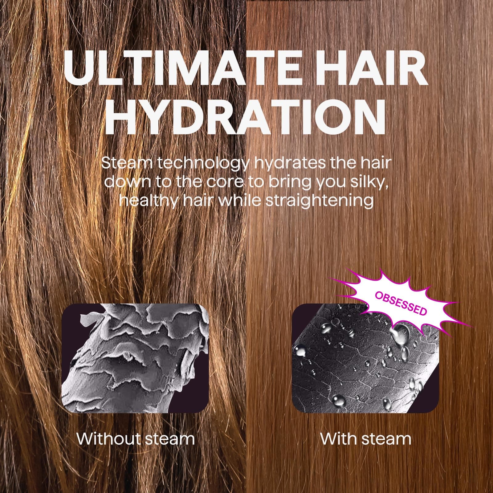 Wavytalk Pro Steam Hair Straightener Brush, Steamline Pro 3 in 1 Straightening Brush, Steam Reduces Damage, Nourishes Hair, and Expedites Straightening thumbnail 3