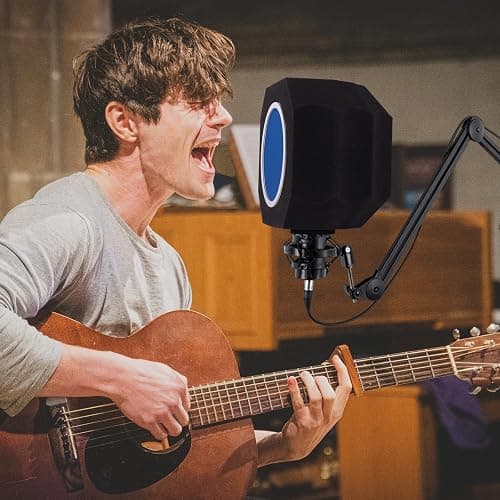 Professional Microphone Isolation Shield with Pop Filter,Reflection Filter for Recording Studios, Sound-absorbing Foam for Noise and Reflection Reduction for Recording,Singing,Podcasts,live stream - Mic isolation shield thumbnail 6
