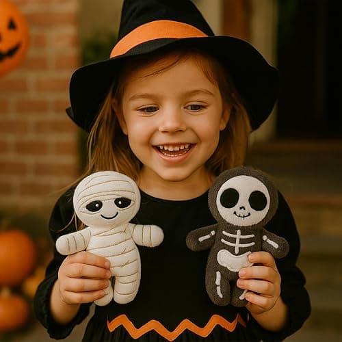 CNAANA Halloween Black Skull Plushies Figure, Skeleton Stuffed Toy for Holiday Decor & Gifting (7.6inch) thumbnail 8