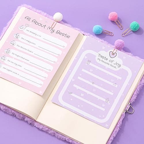 Happy LolliME Purple DIY Journal Kit for Girls – 300+ Pieces! Lockable Fuzzy Diary, Markers, Stickers & Empowering Pages – Gift Box for Tweens & Teens – Creative Journaling Set thumbnail 5