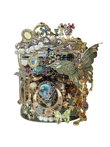 30 PCS Mystery Jewelry Jar, Surprise Fantasy Realms Vintage Jewelry Set for Woman, Includes Fantasy Necklaces, Earrings, Rings and Bracelets, Unique Surprise Birthday Gifts Jewelry Box for Her - Image 1