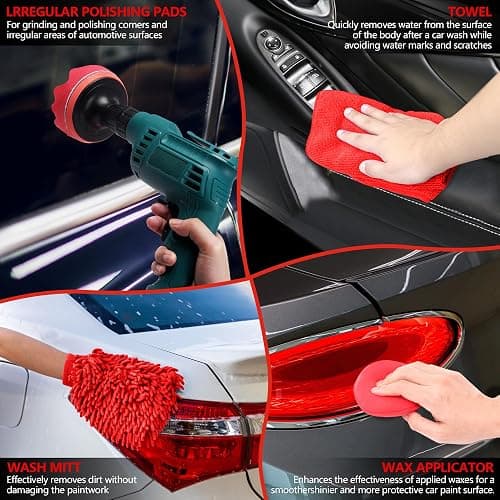 MIANYINGR 32Pcs Car Detailing Kit, Auto Detailing Brush Set and Drill Brush Attachments with Portable Handbag, Multi-Functional Vehicle Cleaning Tool for Wheels, Windshield thumbnail 6
