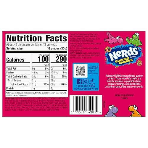 NERDS Gummy Clusters Rainbow Candy, Crunchy & Gummy, 3 oz | Crunchy outside gummy inside, concession box, lunchbox, on-the-go snack, movie night, multi-flavor mix thumbnail 9