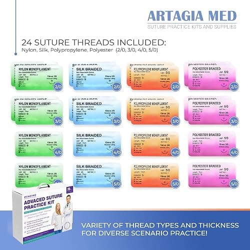 Advanced Practice Kit for Medical Students (35 Pcs) – Latest Generation of Most Complete Model, Including: Tool Kit with Variety of Suture Threads, 3 Top Quality Suture Pads (Education Only) thumbnail 3