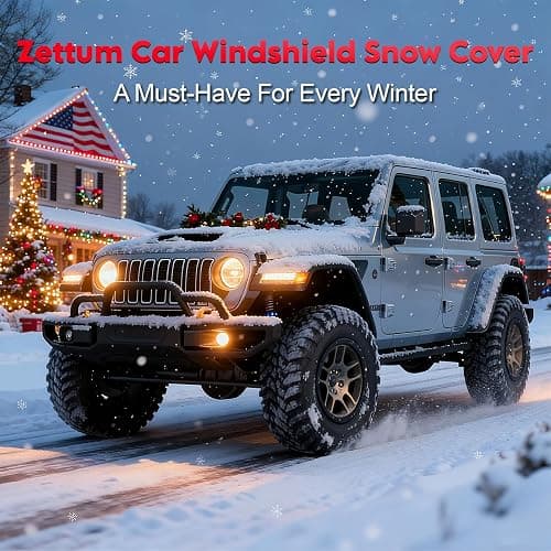 Zettum Car Windshield Snow Cover for Jeep Wrangler - 600D Car Windshield Snow Ice Cover Front Window Covers for Jeep Wrangler, Jeeps Gladiator, Ford Bronco, Toyota FJ Cruiser, Benz G Class, and More thumbnail 6