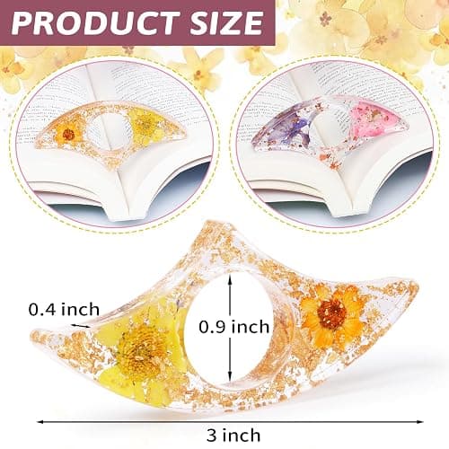 Book Page Holder, Kaluofan 2PCS Thumb Book Page Holder, Book Accessories for Reading Lovers, Handmade Dried Flower Book Opener Holder Thumb, Meaningful Gifts for Book Lovers Teachers Students thumbnail 2