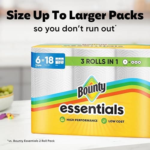 Bounty Essentials Select-A-Size Paper Towels, 6 Double Rolls, White, 108 Sheets Per Roll thumbnail 9