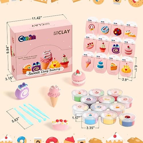 Cake Themed Air Dry Clay Kit for Kids - 12 Boxes Ultra Light Model Magic Clay, Soft DIY Modeling Clay with Sculpting Tools & Tutorials, Arts and Crafts Gift for Girls and Boys thumbnail 2