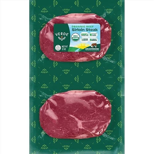 Verde Farms, Beef Sirloin Steaks, Organic, Grass-Fed | 0.75 lbs |Pack of 2 - Image 1