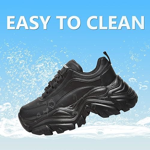 K KIP WOK Chunky Sneakers for Women Fashion Platform White Leather Casual Dad Shoes Comfortable Wedge Walking Sport Sneakers thumbnail 4