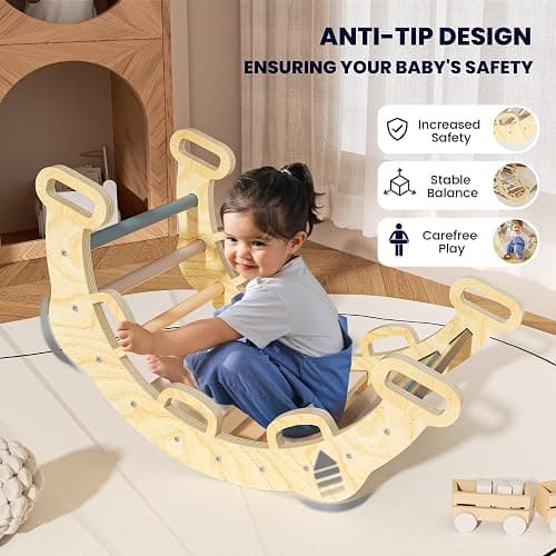 BlueWood 2025 8-in-1 Pikler Triangle Climbing Set Toddler Toys Indoor Baby Jungle Gym Climber Playground for Kids - Mauve Pink thumbnail 4