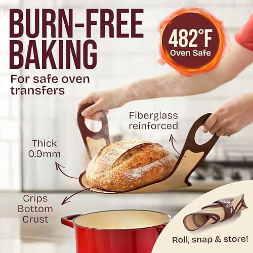 Superbaking Sourdough Starter Kit, 9" Splinter-Free Banneton Bread Proofing Basket Set with Non-Stick Silicone Dough Sling & Glass Starter Jar Kit, Sourdough Bread Baking Supplies, Sourdough Tools thumbnail 8