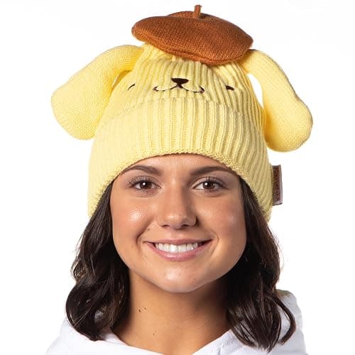 Sanrio Pompompurin Beanie Hello Kitty and Friends Pompompurin Embroidered Character Cuffed Beanie Cap Hat OSFM for Men and Women thumbnail 2