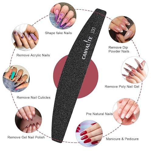 Canvalite 40 PCS Nail File Professional Reusable Peel and Stick Nail Files Replaceable Emery Boards 100 Grit Fingernail Files Manicure Tools for Home and Salon Use thumbnail 9