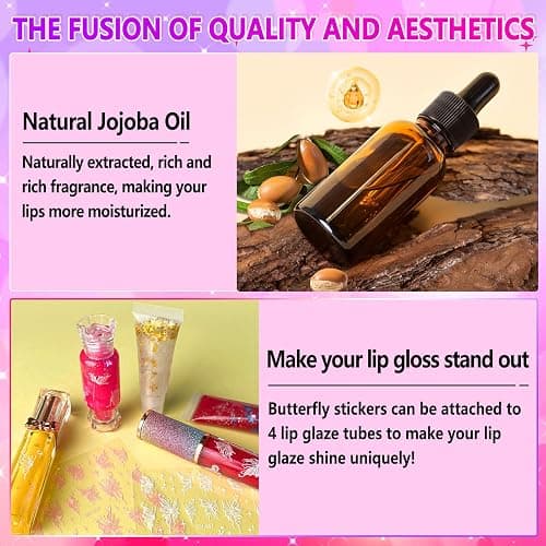 JCOOS Lip Gloss Making Kit, Lip Gloss Set for Teens Kids Tweens Girls Woman Lip Kit Fun DIY Lipgloss Making Kit, Make Your Own Lip Gloss Kit, Moisturizing Glitter Kids Gifts Stuff for Girls 10-12 thumbnail 7