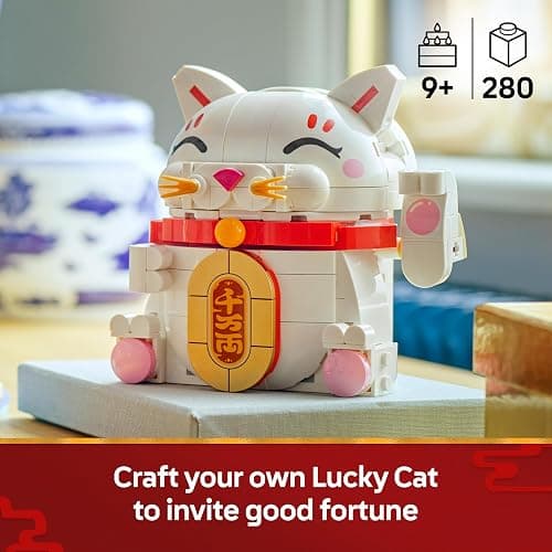LEGO Lucky Cat - Building Set for Kids & Adults - Display Model Kit incl. an Animal Figure with a Waving Paw plus Gold Coin & Wish Decorations - Spring Festival Gift Idea - 40813 thumbnail 3