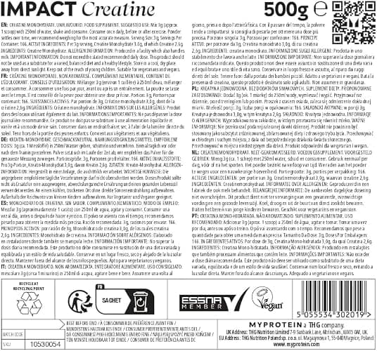 Myprotein Impact Pure Creatine Monohydrate Powder | 500 g (147 Servings) | Micronised Creatine for Strength & Muscle Growth | 3g Per Serving | Supports High-Intensity Training & Recovery | Unflavoured thumbnail 6