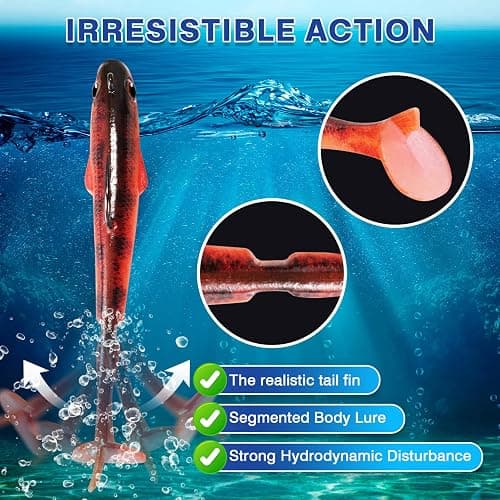 FONMANG 2.5/3.5In Swim Baits for Bass Fishing, Pre-Rigged Jig Heads Soft Plastic Walleye Fishing Lures, Paddle Tail Swimbaits for Bass Fishing, Fishing Bait for Freshwater Saltwater Gifts thumbnail 3