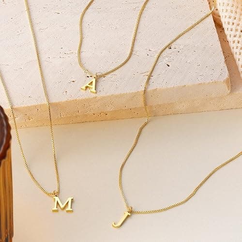 Foxgirl Gold Initial Necklaces for Women, Dainty Gold Letter Necklace Tiny A-Z Pendant Choker Necklace Trendy Cute Personalized Monogram Name Necklace Gold Jewelry Necklace for Women Gift - Gold - T thumbnail 7