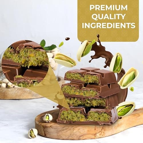 Chobella Dubai Chocolate Bar Pistachio 7oz, Premium Pistachio Dubai Chocolate Bar with Shredded Phyllo Dough, Viral Knafeh Chocolate Candy with Kataifi, Gift Box thumbnail 8