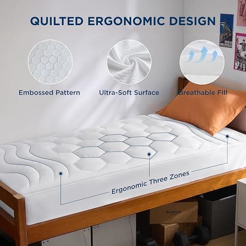 Bedsure Twin XL Mattress Pad - Soft Mattress Topper for College Dorm Room Essentials, Extra Long Twin Quilted Fitted Bed Cover Protector with 8-21 Inches Deep Pocket, Washable, White, 39x80 Inches thumbnail 4
