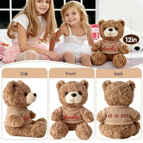 SCZQOVR Personalized Teddy Bear with Name, 12 Inch Custom Stuffed Animal for Kids, Girls, Boys and Couples, Plush Toy Gift for Valentine's, Christmas & Birthday thumbnail 4