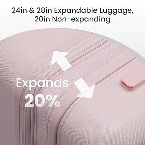 SHOWKOO Upgrade Luggage Sets 3pcs 100% PC Durable Expandable Luggage Suitcase with TSA Lock Double Wheels Pink thumbnail 8
