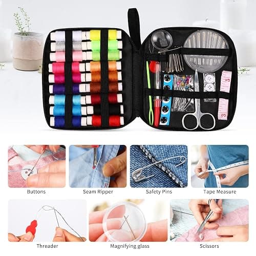 Sewing Kit Basic,Marcoon Needle and Thread Kit with Sewing Supplies and Accessories for Adults,Kids,Beginner,Home,Travel,Emergency Including Scissors,Measure Tape,Needle Threader and More thumbnail 4