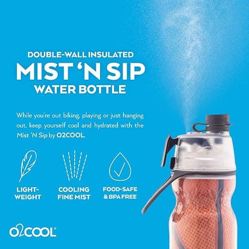 O2COOL Mist 'N Sip Misting Water Bottle 2-in-1 Mist And Sip Function With No Leak Pull Top Spout Reusable Sports Water Bottle - 20 oz (Basketball) thumbnail 5