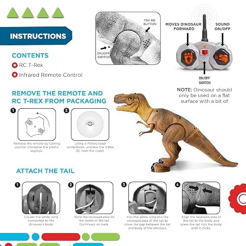 Discovery™ Remote Control T-Rex Dinosaur – Realistic Jurassic RC Action Figure with Walking Legs, Roaring Sounds, Chomping Mouth| Dinosaur Toys for Kids| Boys Toys RC Car Gift| Fun Dino for Ages 6+ thumbnail 7