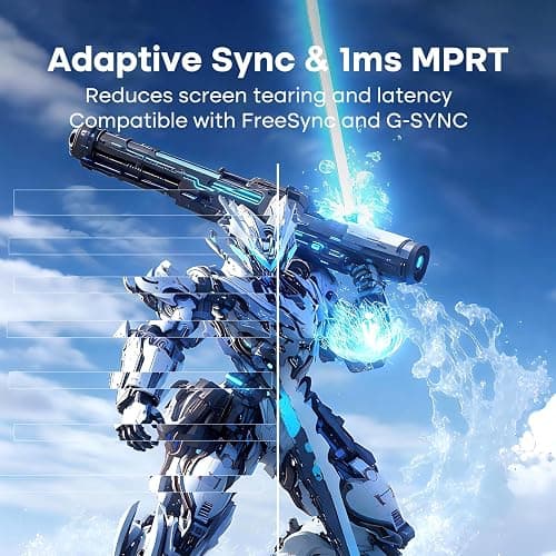Amzfast 24 Inch Gaming Monitor 180Hz QHD 2k 2560 ×1440p Monitor, 1ms Adaptive Sync, 96% DCI-P3, Built-in Speakers, Height Adjustable, VESA Mount, IPS Monitor with HDMI 2.0 x 2 & DP 1.4 x 2, AMZG24F6Q thumbnail 3