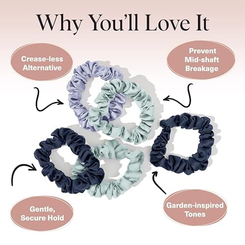 Kitsch Ruched Satin Scrunchies for Women - No Crease, Frizz-Free Sleep | Softer Than Silk Scrunchies Gentle On Hair Scrunchies for All Hair Types | Stylish Hair Accessories - Garden Bouquet, 5pcs thumbnail 4