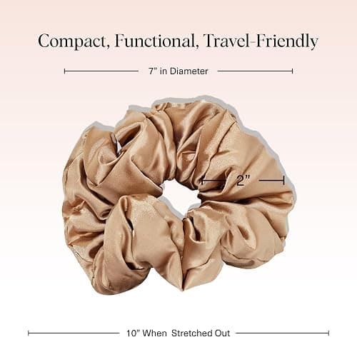 Kitsch Satin Scrunchies for Women - No Crease Hair Ties for Girls | Big Scrunchies for All Hair Types and Textures, Perfect for Day or Night | Ideal Gifts for Women - 2 Pcs, Charcoal and Gold thumbnail 2