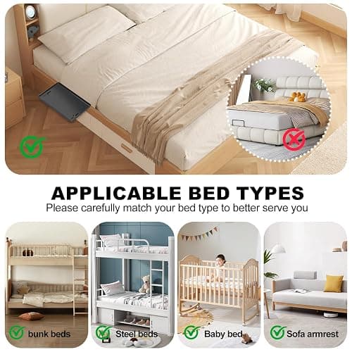 FABIEN SIEFFERT,Bedside Shelf for Bunk & Loft Beds,College Dorm Room and Kids Room Essentials,Bed Side Table Tray Organizer,Clip On Nightstand,Black thumbnail 4