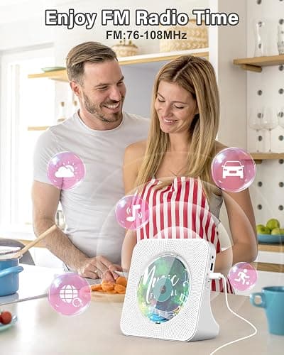 Portable CD Player with Bluetooth 5.0, Greadio Desktop CD Players for Home, CD Music Player with Speakers, Remote Control, Dust Cover, FM Radio, LCD Display, AUX, USB, Headphone Jack thumbnail 5