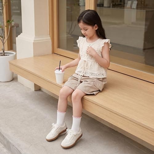 CUSHIONAIRE Belinda Lace Detail Casual Sneakers for Girls – Ribbon Lace-Up Girls Shoes with Soft Cushion Support thumbnail 6