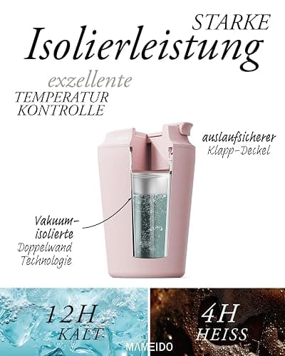 MAMEIDO Thermobecher 350 ml, dichter Kaffeebecher to go aus Edelstahl doppelwandig isoliert, auslaufsicher, Coffee to go Becher warmhaltend (Wild Allure) thumbnail 5