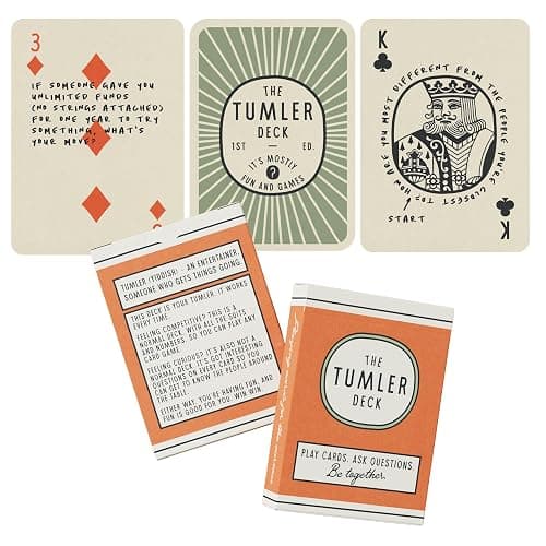 Conversation & Playing Cards – Multi-Purpose Deck with Vintage Design, Thought-Provoking Questions & Conversation Starters for Date Nights, Family Time, Travel, and Game Nights – The Tumler Deck - Image 1