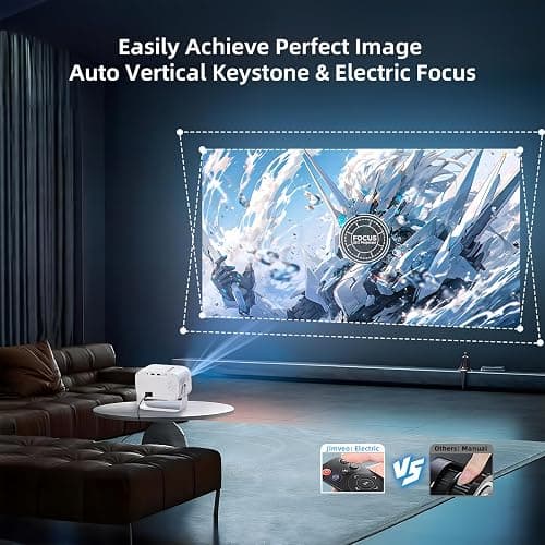 Projector 1080P-Electric Focus & Auto Keystone, Mini Projector- with Two-Way Bluetooth &WiFi 6, Portable Projecteur with 550ANSI/360°Adjustable Stand, Perfect for Travel, Entertainment,Video Games thumbnail 3