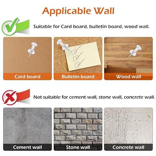 200 Pcs Push Pins Tacks, Thumb Tacks for Wall, Clear Plastic Head, Steel Point, Decorative Push Pins, Standard Thumb Tacks for Bulletin Board, Corkboard, Map, Calendar, Photo, Home, Office thumbnail 5