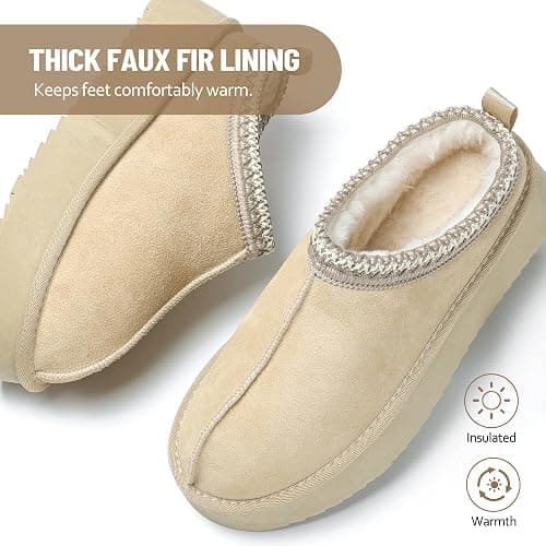 Women's Slippers Platform Mini Boots Short Ankle Boot Fur Fleece Lined House slippers Anti-Slip Boot For Outdoor thumbnail 7