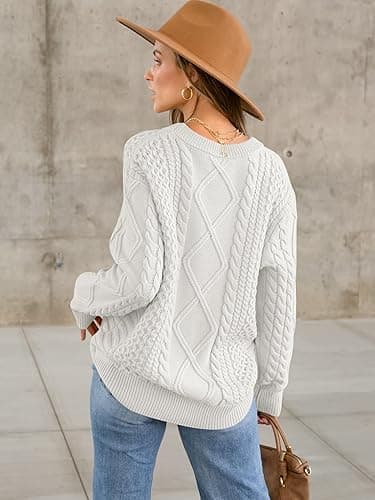 ANRABESS Sweaters for Women Oversized Cable Knit Fall Long Sleeve Crewneck Casual Pullover Sweater Tops 2025 Winter Outfits thumbnail 5