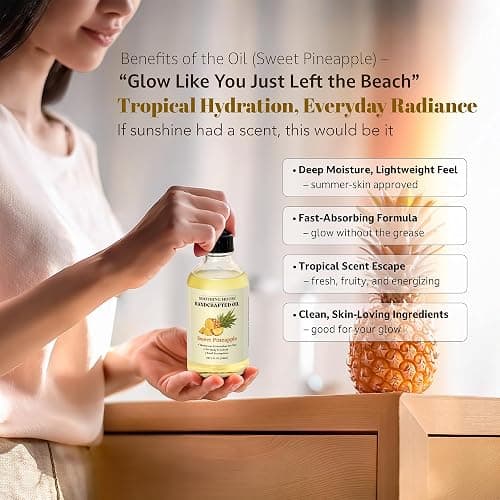 Soothing House Sweet Pineapple Body Oil - Moisturizing Body Oil for Soft, Glowing Skin with Almond & Jojoba Oil (4 fl oz) thumbnail 9