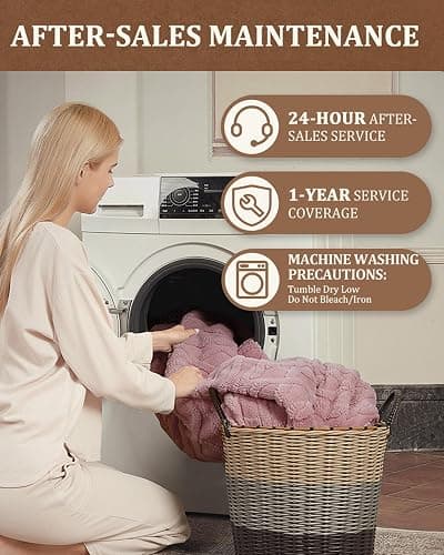 CAROMIO Heated Throw Blanket - Thick Tufted Sherpa Electric Blanket Throw with 10 Heating Levels and 10 Time Settings, ETL Certified Machine Washable Fast Heating Blanket Throw 50"×60", Dusty Pink thumbnail 8