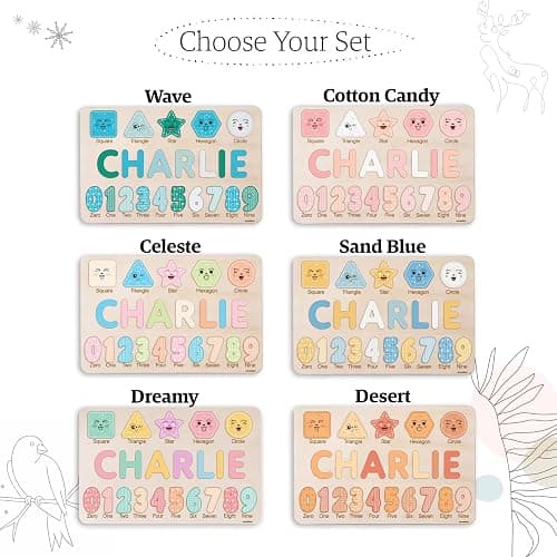 Personalized Name Puzzle with Numbers and Shapes, Name Puzzle for Kids, Custom Birthday Gift for Kids, for Toddlers, Unique New Baby Gift, 1 Year Old Boy and Girl Toys, Wood Toy thumbnail 5