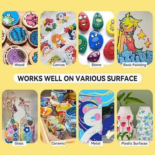 Arrtx 120 Colors Markers Paint Pens, Acrylic Paint Pens for Artists Adults Coloring Drawing Cartoon Anime Comic - Brush Tip for Rock Painting, Wood, Canvas, DIY Crafts Making Art Supplies thumbnail 7