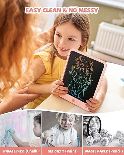 LCD Writing Tablet 10 Inch, Toys for 3 4 5 6 7 8 9 10 Year Old Boys Girls, Colorful Doodle Board Drawing Tablet, Gift for Boys Toddlers Age 3-12 Years, Memo Board, Drawing Pads with Lanyard (Pink) thumbnail 5